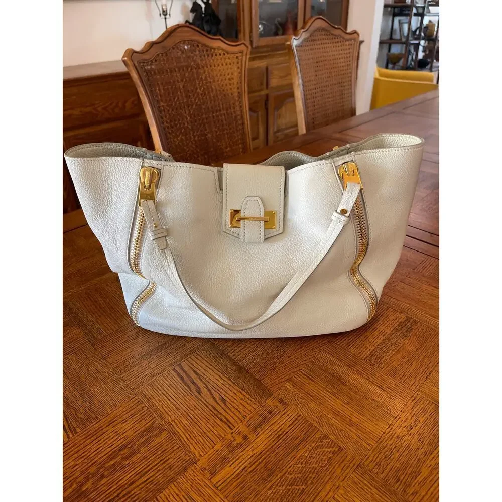 Tom Ford Sedgwick Xipper bag pebbled cream leather